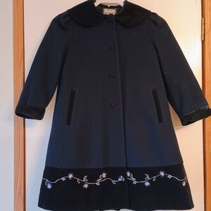 Rothschild Deep Blue Coat with Floral Accents